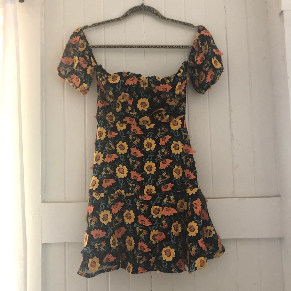 NWT For Love and Lemons Amelia sunflower dress